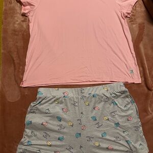 Life Is Good Pink and Gray Pajama Set